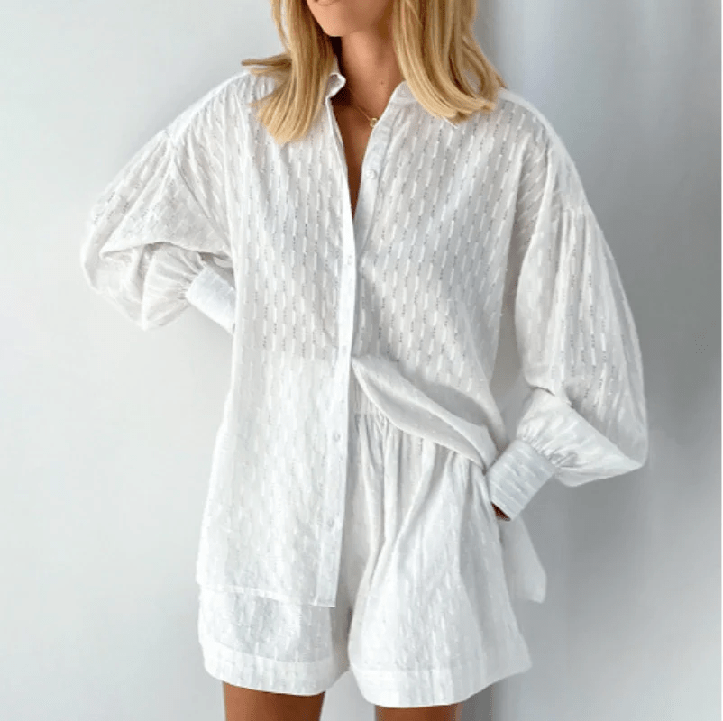 Damen Sommer Set Luftige Baumwolle Oversized - Norvielle