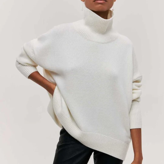 Damen Winter Rollkragenpullover Warm Oversized