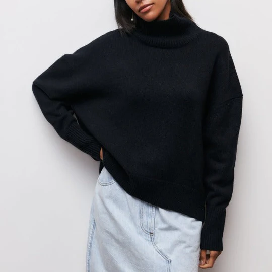 Damen Winter Rollkragenpullover Warm Oversized