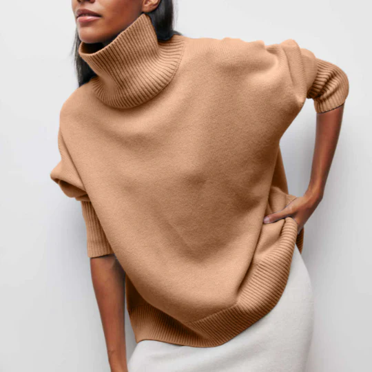 Damen Winter Rollkragenpullover Warm Oversized