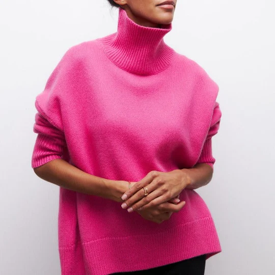 Damen Winter Rollkragenpullover Warm Oversized