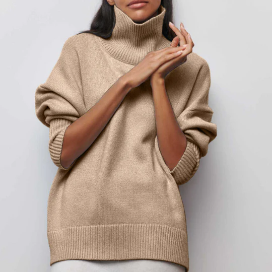 Damen Winter Rollkragenpullover Warm Oversized