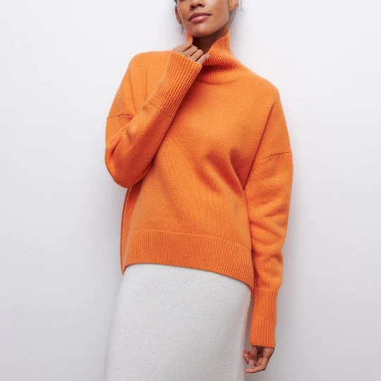 Damen Winter Rollkragenpullover Warm Oversized