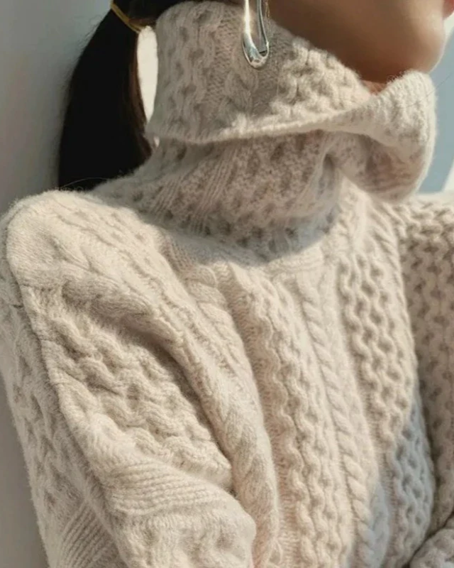 Weicher Damen Strickpullover Rollkragen Warm Chunky