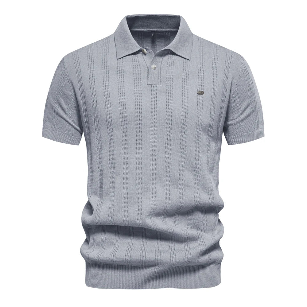 Herren Poloshirt Streifenmuster Baumwolle Modern