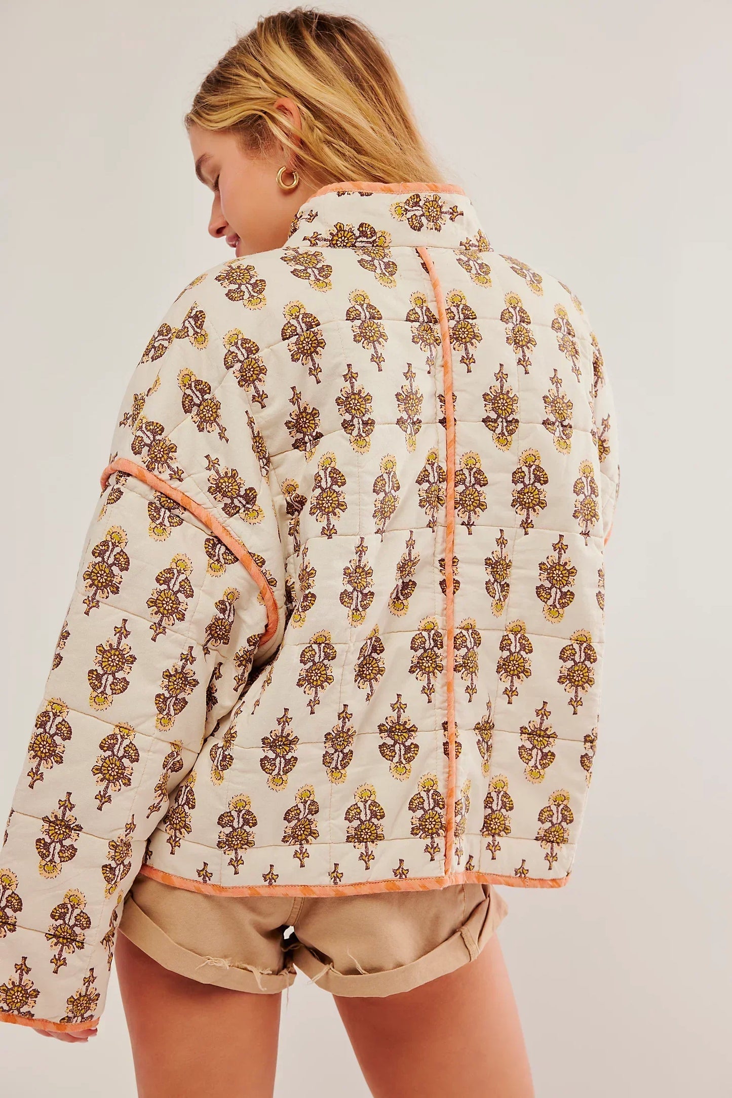 Damen Steppjacke Übergangsjacke mit Print