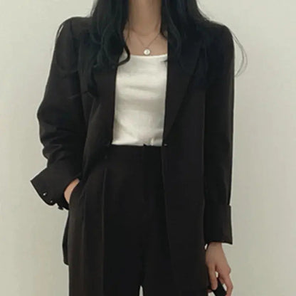 Athena | Einfarbiges Blazer- und gerade geschnittenes Hosen-Set für Damen Zendoo.de