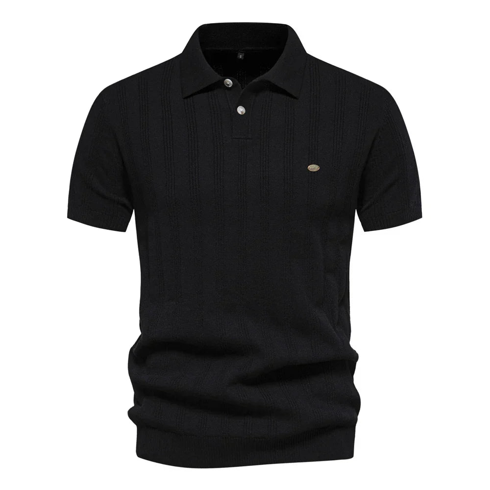 Herren Poloshirt Streifenmuster Baumwolle Modern