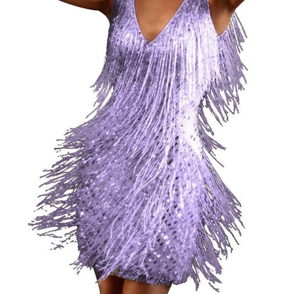 Glitzerndes Damen Abendkleid Fransen