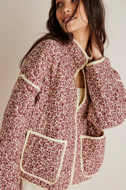 Patch & Puff Steppjacke Damen braun floral
