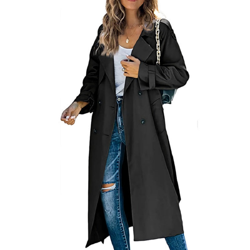 Damen Trenchcoat Lässig Mit Knöpfen Beige - Norvielle