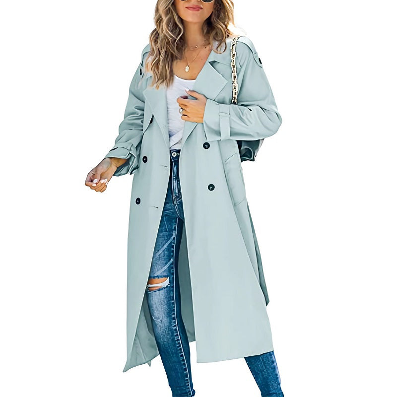 Damen Trenchcoat Lässig Mit Knöpfen
