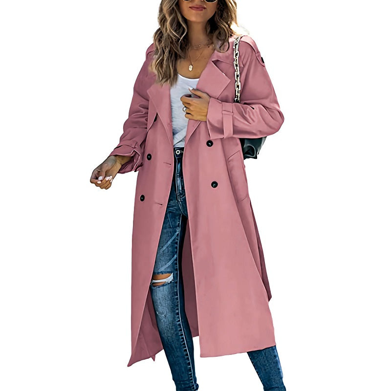 Damen Trenchcoat Lässig Mit Knöpfen