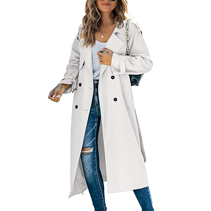 Damen Trenchcoat Lässig Mit Knöpfen
