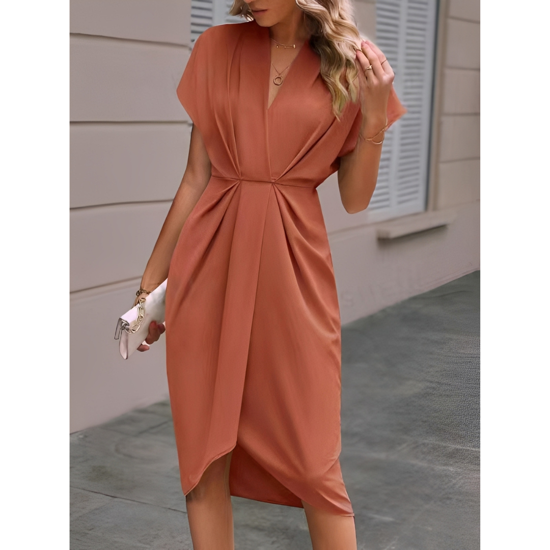 Damen Wickelkleid Midi Länge Elegant
