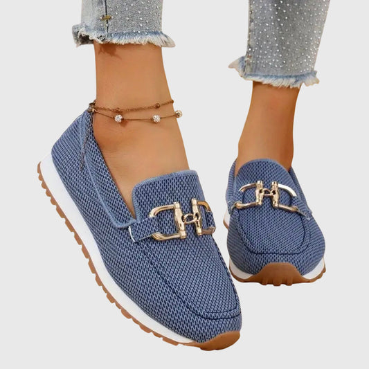 Damen Slip-On Loafer Schuhe Bequem Leder Braun - Norvielle