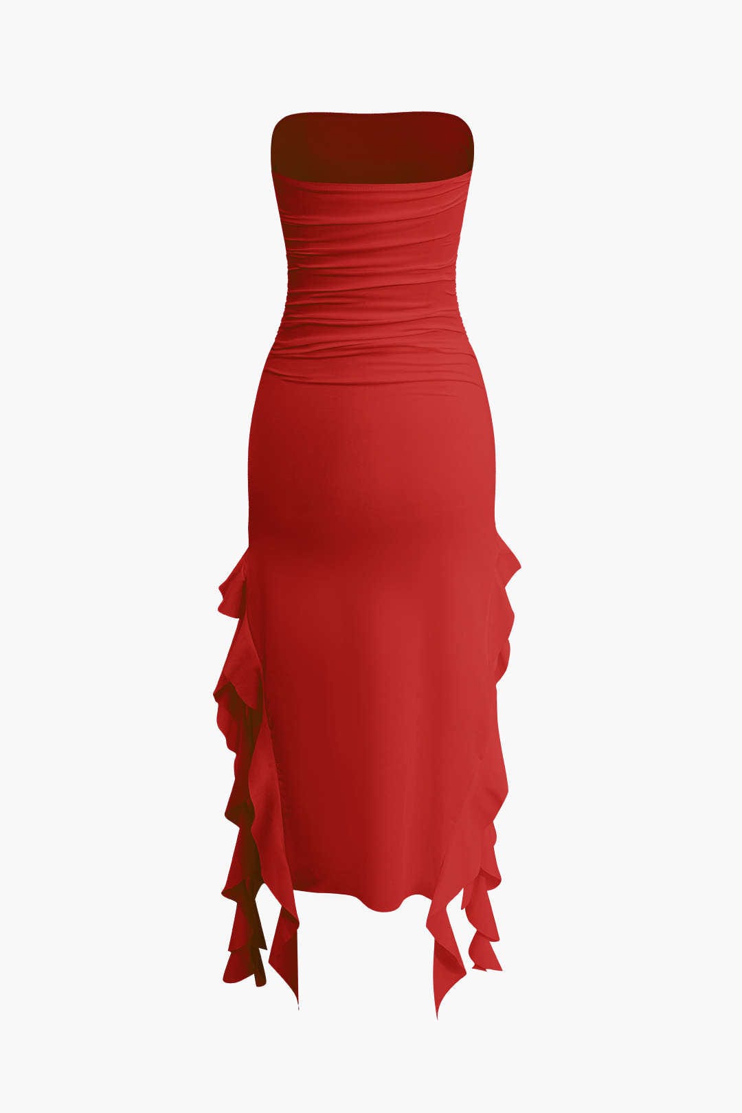 Damen Maxikleid Volant Rüschen Eleganz