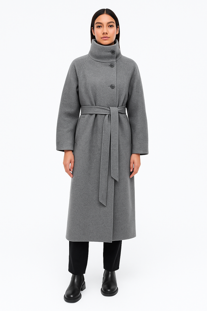 Damenmantel Stehkragen Bindegürtel Parka