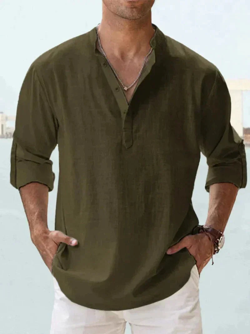 Herren Henley Hemd Baumwolle Modern