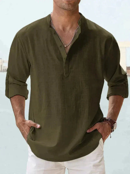 Herren Henley Hemd Baumwolle Modern