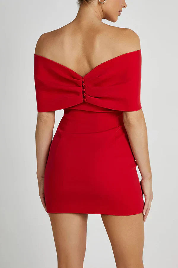 Ohne-Schultern-Minikleid mit Schleifen-Details