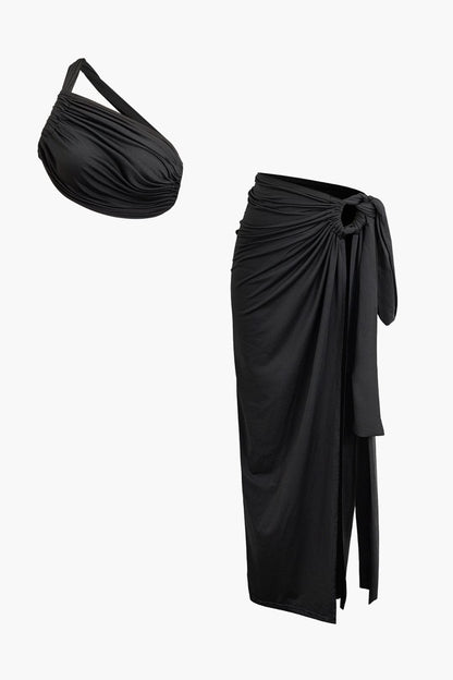 Damen One-Shoulder- und Maxirock-Set - Norvielle