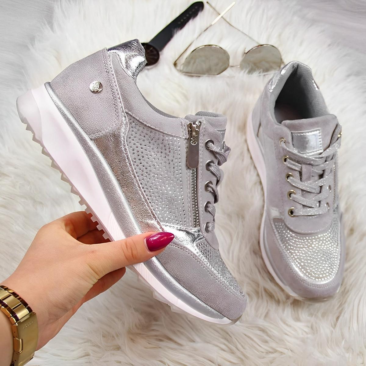 Laufschuhe Damen Bequem Schnellverschluss