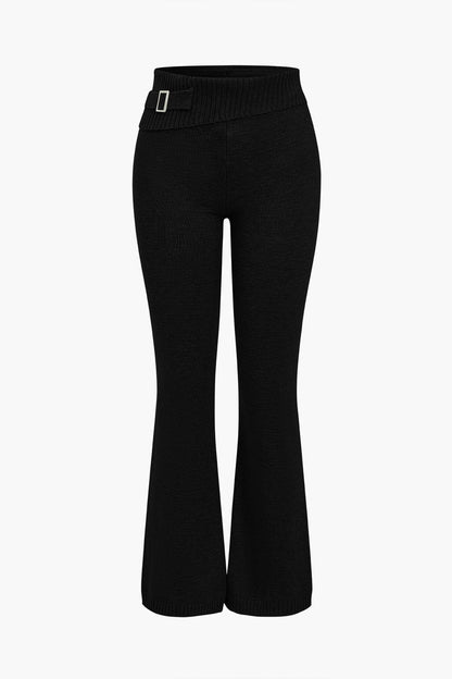 Strick-Set Damen Kapuzenjacke Schlaghose Warm