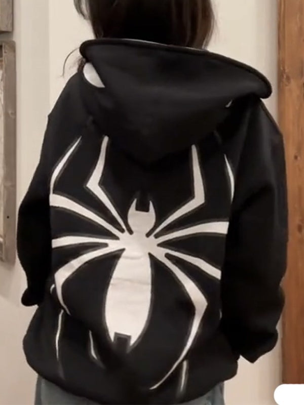 Spinnen Hoodie Reißverschluss Glitzernd