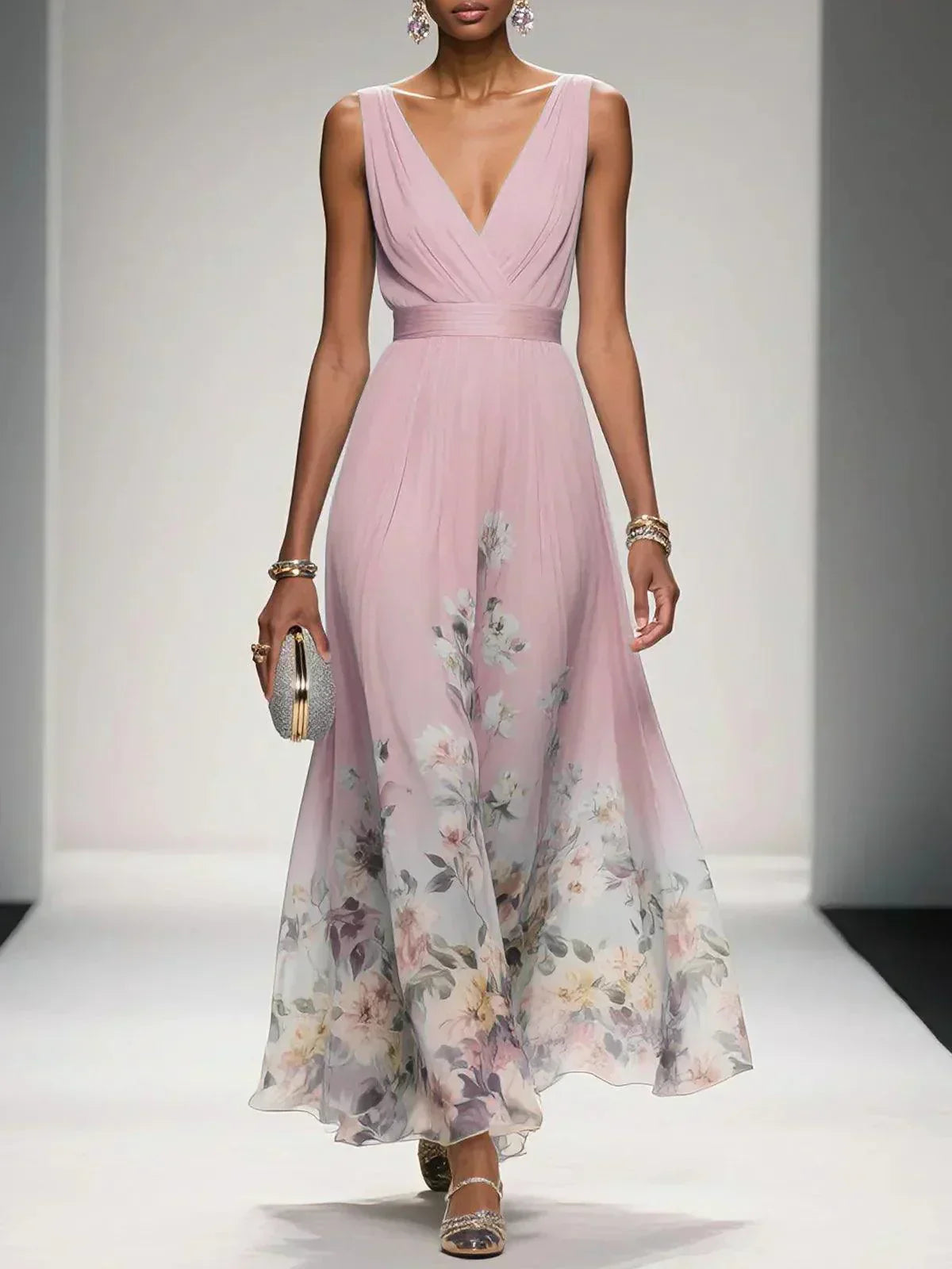 Damen Hochzeitskleid Blumenmuster Elegant