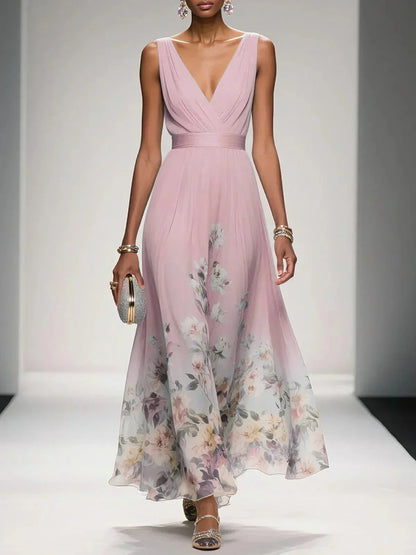 Damen Maxikleid Sommer Floralmuster Leicht