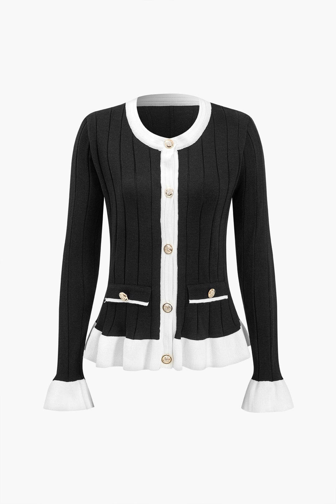 Damen Strickzweiteiler Set mit Jacke und weiten Hosen