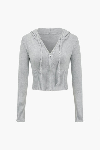 Strick-Set Damen Kapuzenjacke Schlaghose Warm
