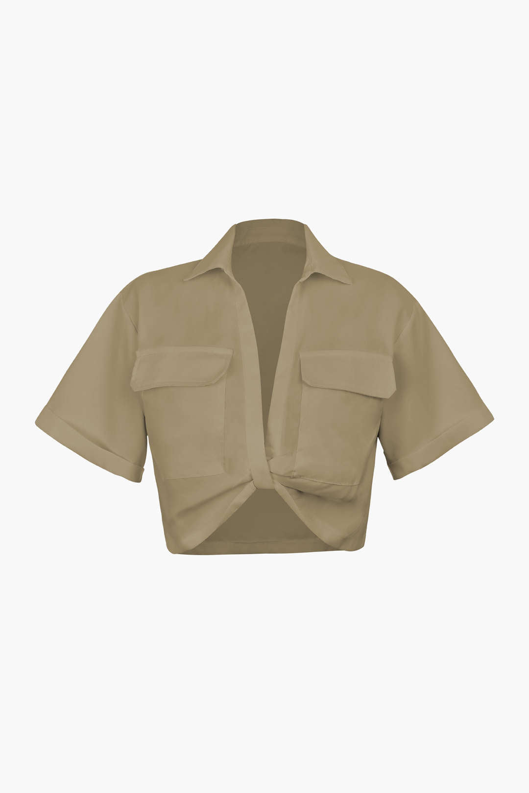 Damen Kurzarmshirt Crop Modern mit Kragen
