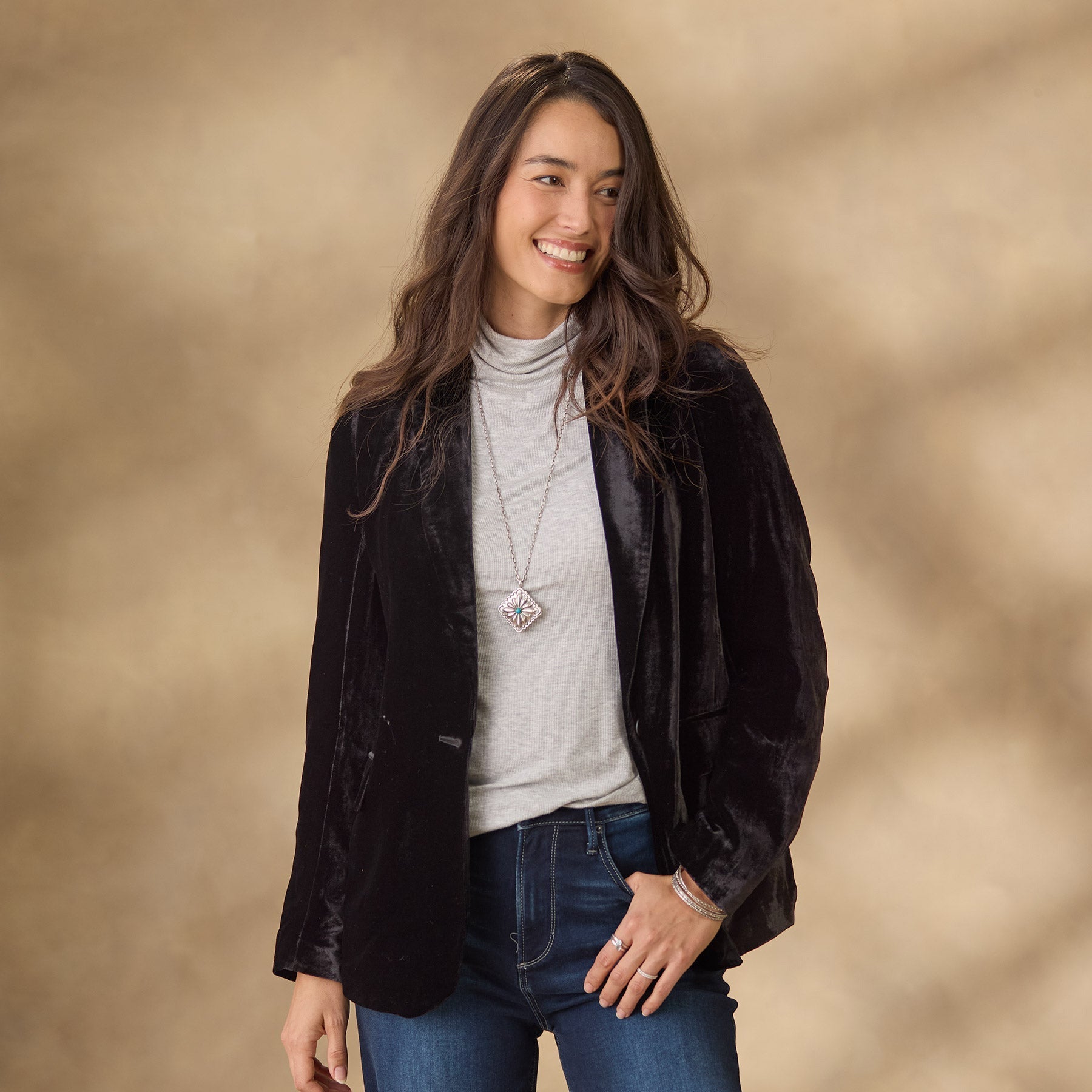 Damen Samtjacke Gestickt Herbstjacke Modern - Norvielle