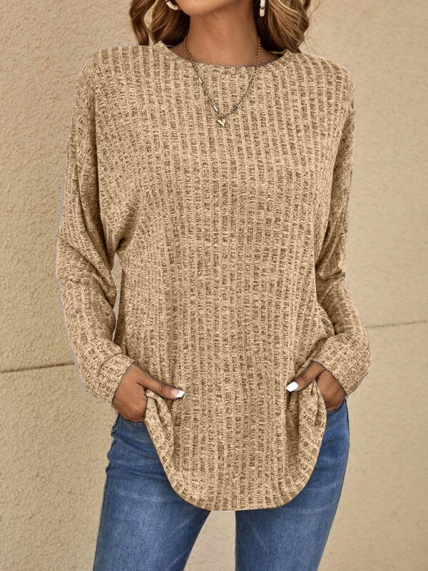 Lässiger Damen Pullover Langarm Bequem Grau