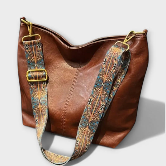 Damenhandtasche Leder Vintage Stil Braun - Norvielle