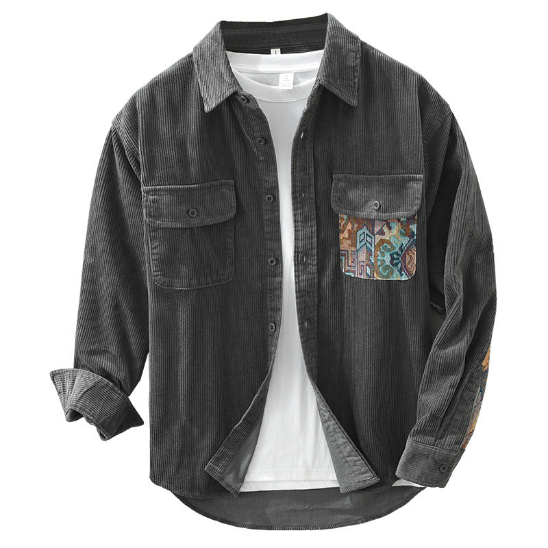 Herren Langarmhemd aus Baumwolle Vintage Stil