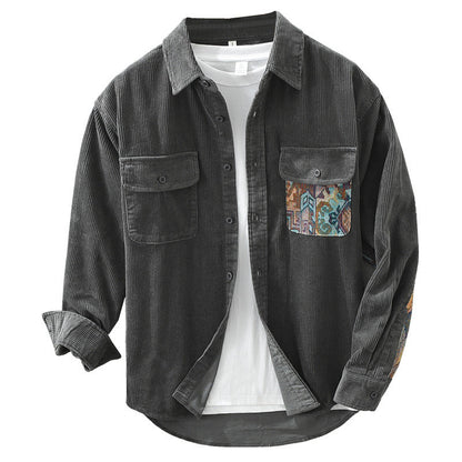 Herren Langarmhemd aus Baumwolle Vintage Stil