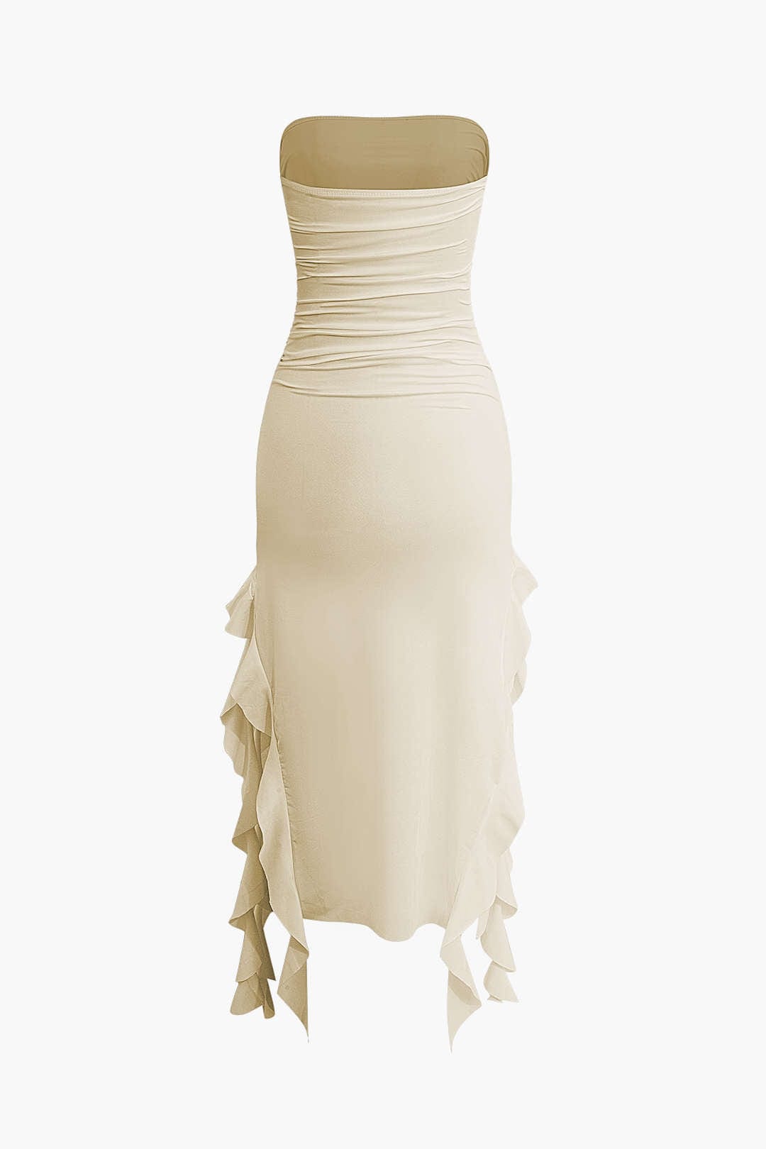 Damen Maxikleid Volant Rüschen Eleganz