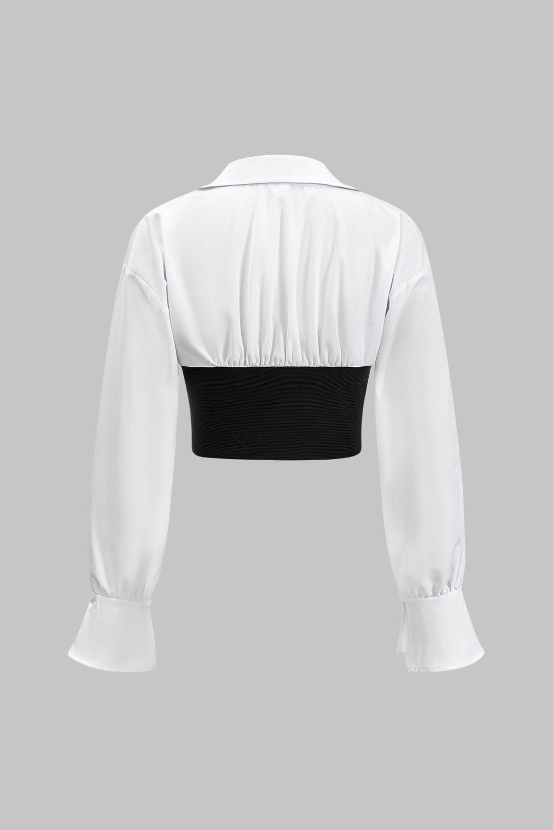 Damen Zweiteiler Set Corsage Bluse Bleistiftrock