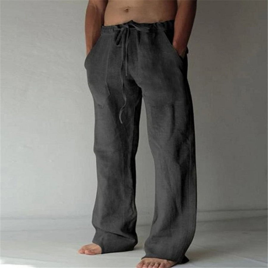 Herren Leinenhose Bequem Einfarbig Sommerhose - Norvielle