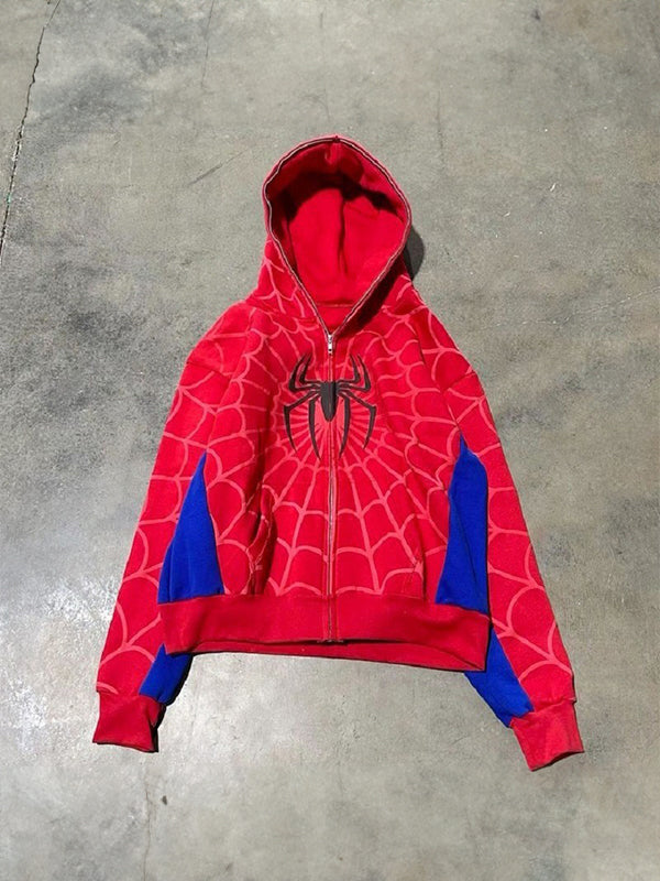 Gothic Oversized Hoodie Dunkel Schwarz Spider Print - Norvielle