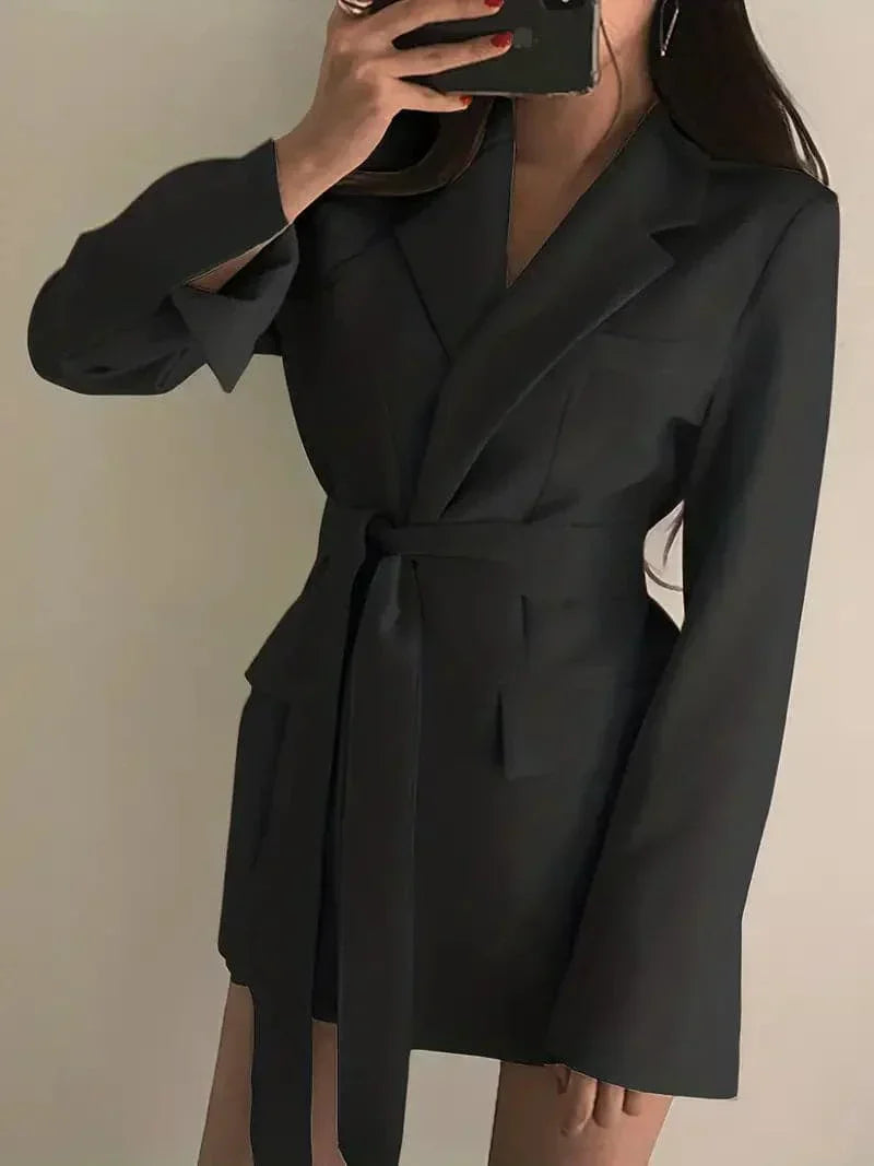 Norvielle Damen Blazer Kleid Taillierte Passform Mini Länge