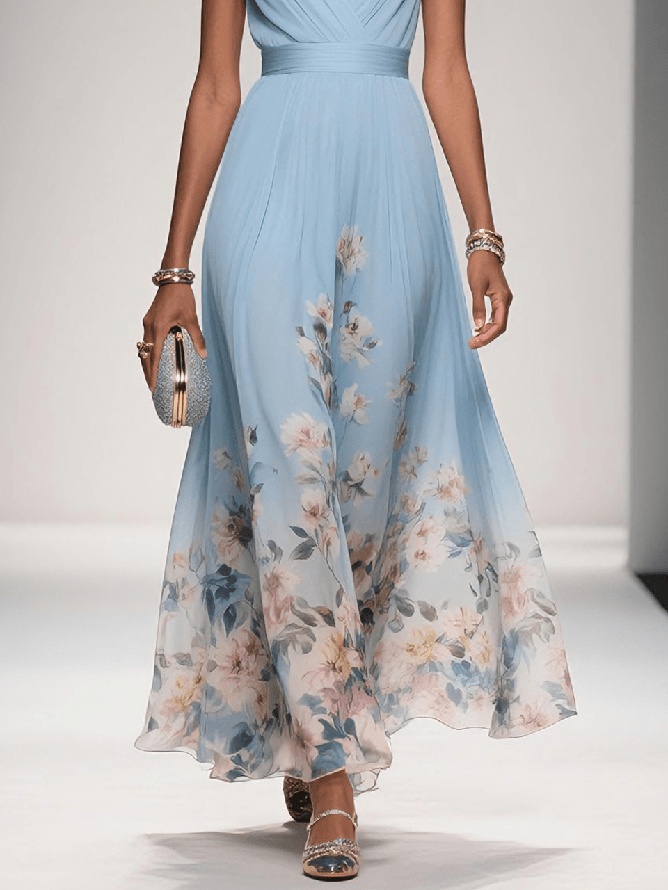 Damen Hochzeitskleid Blumenmuster Elegant
