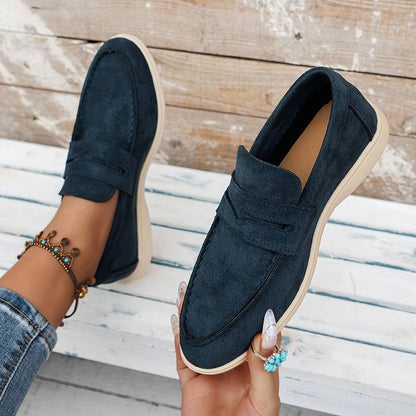 Dunkelblaue Loafer Schuhe aus Veloursleder