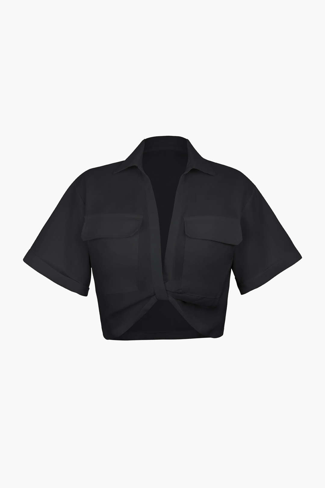 Damen Kurzarmshirt Crop Modern mit Kragen