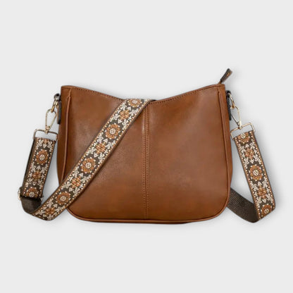 Damen Schultertasche Lederoptik Boho Stil Braun - Norvielle