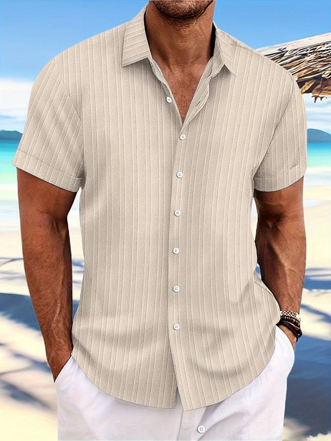 Herren Sommerhemd Kurzärmelig Gestreift Relaxed Fit