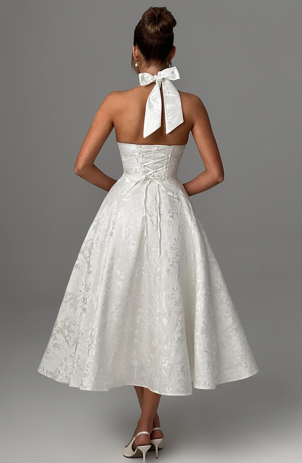 Damen Halterneck Midi Kleid Elegant